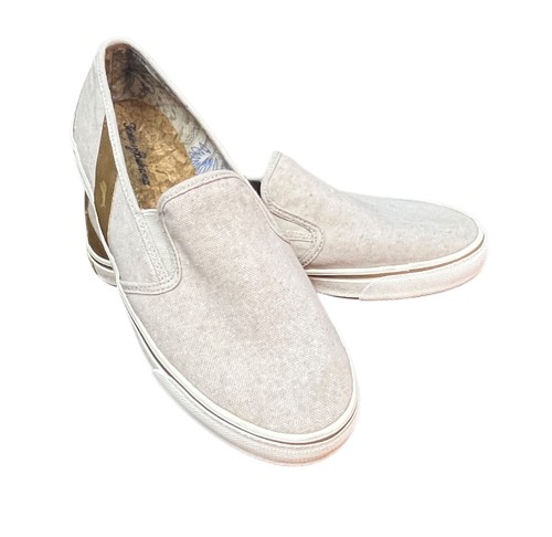 Tommy Bahama Schuhe Herren 9 D Hellbeige Canvas Slipper Freizeit Halbschuhe