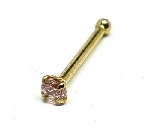 Topazio rosa oro naso Stud 1,5 mm cristallo 9k oro giallo 22 g (0,6 mm)... - Foto 3 di 12