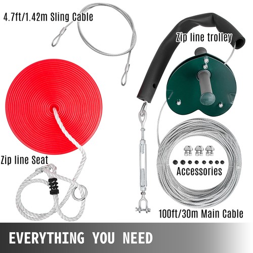 Zipline Kit 100ft Ultimate Zip Line Kit with Seat Trolley Stainless Steel - Bild 6 von 12