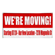 Vinyl Banner Multiple Sizes We Are Moving Custom Our New Location Red Business