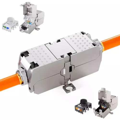 Cat6a Verbinder Kupplung Netzwerk Kabel 10Gbit Verlängerung werkzeuglos LAN LSA