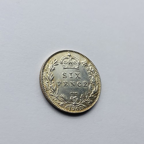 1901 Queen Victoria Veiled Head Silber Sixpence Münze AUNC oder UNC etwas Glanz - Bild 8 von 8