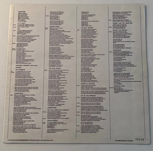 The Who - Tommy 1st UK Press w/*Laminated Sleeve* & *Lt Ed No. Insert* VG+ - Picture 22 of 23