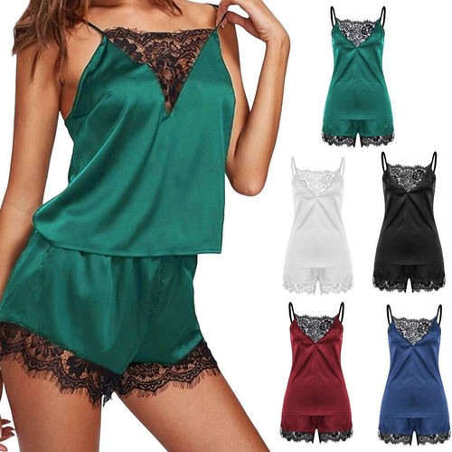 Sexy Damen-Pyjama-Set Spitze Nachtwäsche Seide Dessous Babydoll Nachthemd Nachtwäsche - Bild 1 von 17