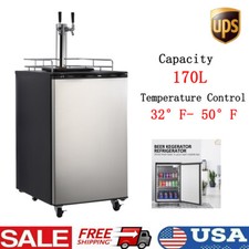 Two-In-One 6.1 CF Refrigerator 170L Dual Tap Draft Beer Dispenser With Accessory