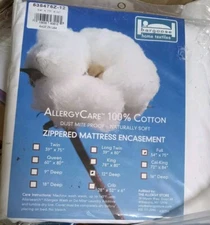 Bargoose Allergycare Pure Cotton FULL SIZE 12" Depth Zip Mattress Protector READ
