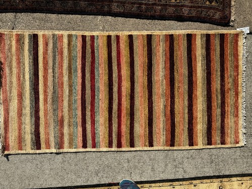 VINTAGE GABBEH RUG 3x7 WOOL oriental HANDMADE geometric handwoven real runner - Picture 16 of 16