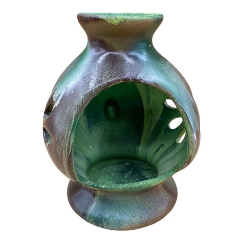 Art Studio Pottery Green Candle Holder Signed Joan Carroll St Regis Montana - Picture 3 of 12