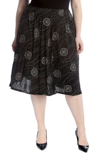 New Womens Elasticated Waist Ladies Printed Midi Skirt Plus Size UK 12-22 - Picture 2 of 21