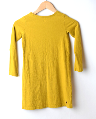 Tea Collection Golden Yellow Floral Bird Print Dress Long Sleeve Girls Size 7 - Picture 8 of 9