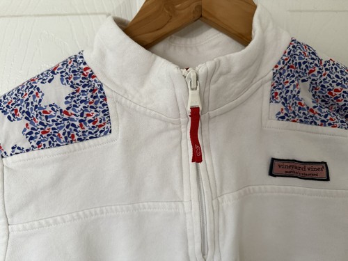 Vineyard Vines Pullover Quarter Zip Sweater Sweatshirt White Whale Girl L 14 - Picture 2 of 6