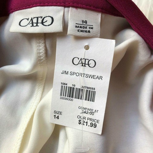 Cato Wine Fuschia Laser Cut Layered A-Line Skirt Womens 14 Work Casual Dress - Picture 5 of 5
