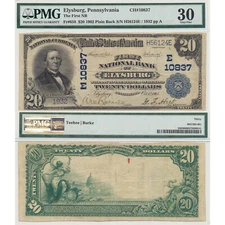 1902 PB $20 The First NB Elysburg,Pennsylvania CH#10837 PMG Certified VF30