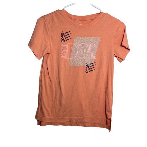 The Nike Tee Shirt Girl's Medium Orange Graphic Tee Crew Neck Shirt
