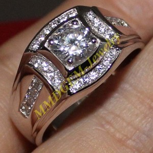Nice Mens 925 Silver 2ct White Shire Engagement Wedding Band Image Is Loading Nice Mens 925 Silver 2ct White Shire Engagement