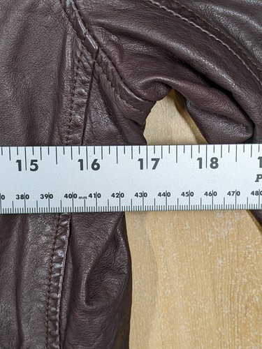 Ruehl No.925 braune Lederjacke Damen Medium Full Zip Y2K Baumwolle gefüttert Moto - Bild 12 von 14