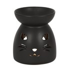 CERAMIC ROUND BLACK CAT TEA LIGHT WAX MELT OIL BURNER