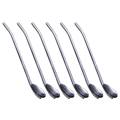 Cuchara de pajita de metal pajitas de metal palo decorativo para agitar bebida swizzle palo - Imagen 4 de 12