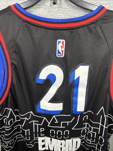 Men's Nike City Edition NBA Philly 76ers #21 Joel Embiid Jersey Black Size 52/XL - Picture 8 of 10