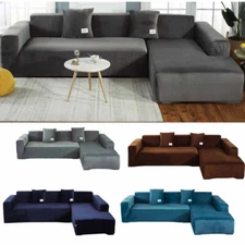 L Shape Sofa Covers 3+4 Seater Sectional Couch Slipcovers w/4 Pillowcase