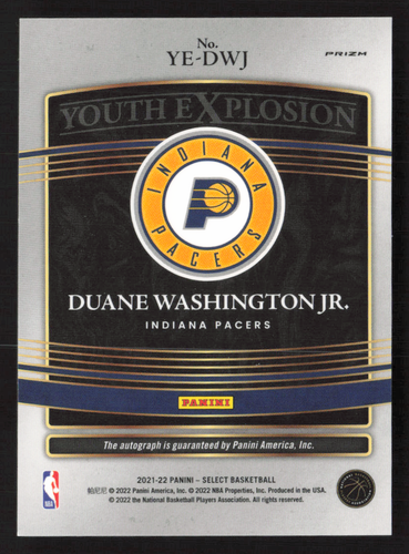Duane Washington Jr 2021-22 Selecto Baloncesto Novato Automático Juvenil Explosión YE-DWJ - Imagen 2 de 2
