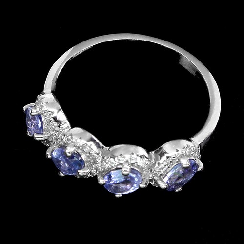 Anillo De Tanzanita Azul Simulada De 5x4mm En Plata De Ley 925 Talla 8 - Imagen 3 de 10
