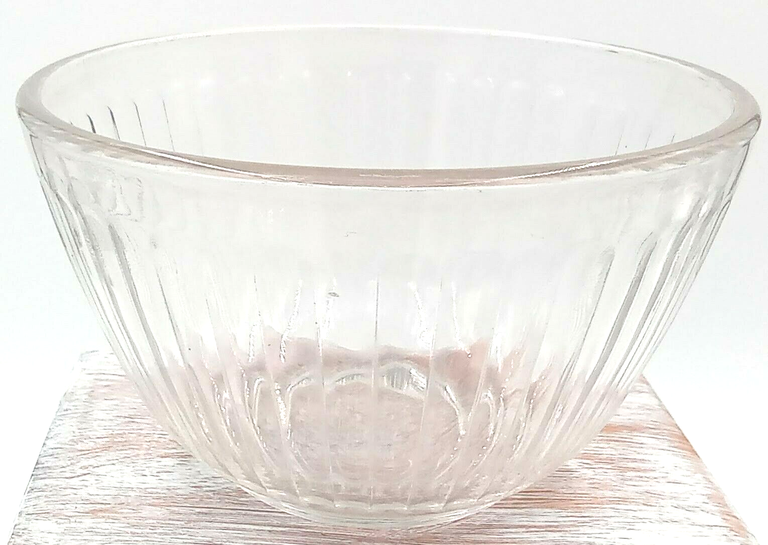 Pyrex 3-Cup Clear Glass Mixing Bowl 5.5x3.5 Ribbed Vintage MCM Made in USA