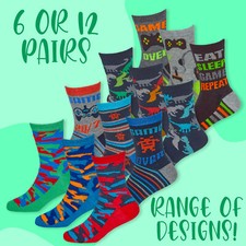 Niños Niños Novedad Calcetines Jugador Dinosaurio Camuflaje Comer 6 o 12 Pares Multipack Reino Unido