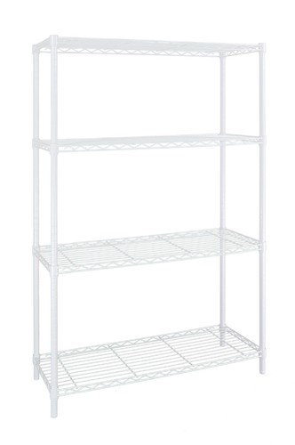 FREESTANDING SHELF RACK White Steel 4-Tier Shelving Unit - Picture 5 of 11