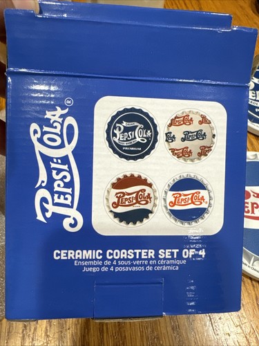 Pepsi-Cola Ceramic Coaster Set Of 4 Drink Coasters Vintage Logo Design 2024 - Picture 4 of 8