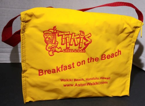 Tikis Grill & Bar Aston Waikiki Beach Hotel Lunch Bag Yellow With Red Print - Picture 10 of 14