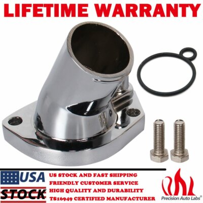 SBC BBC Chrome Water Neck 45° Thermostat Housing For Ford 260-302//351W Big Block