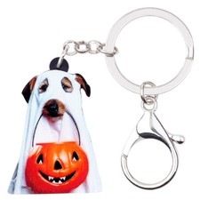 Halloween Acrylic Ghost Dog Pumpkin Lattern Keychains Key Ring Pets Jewelry Gift