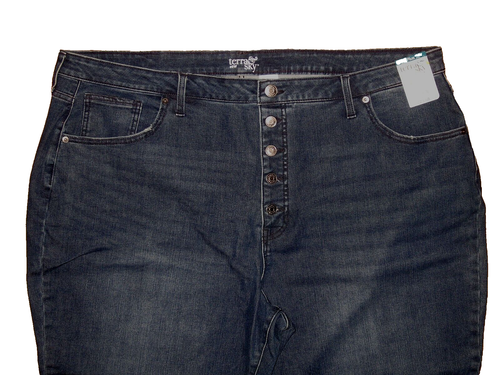 NWT Terra & Sky Plus Size 26W HR Button Fly Curvy Jeans; Either Light/Dark Wash - Picture 7 of 10