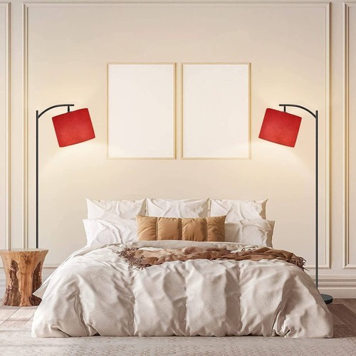LOPYEIJFG Modern Arc Floor Lamp with Dimmer Mid Century Abstract red Brushed ... - Picture 4 of 7