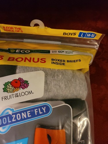 BOYS FRUIT OF THE LOOM BOXER BRIEFS 8 PACK SIZE L 14-16 NWT FREE SHIP BGOO682 - Picture 3 of 7
