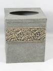 Metal Boutique Tissue Cover Stylebuilt Pewter/Gold Floral Border Gardenia
