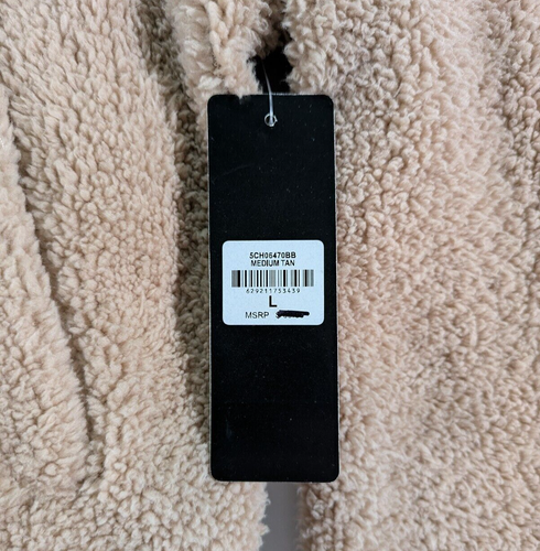Bebe Sherpa Fleece Full Zip Brown Jacket Hoodie Women's Large Logo Pockets NWT - Picture 7 of 19