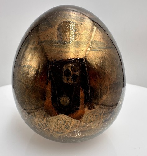 Rare oeuf en céramique Émaux dorés aux reflets mordorés signé CAZIN - Bild 6 von 6