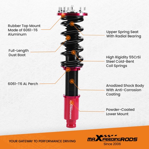 MaXpeedingrods Coilovers Shocks Struts For Honda Accord 08-12 Acura TSX 09-14 - Picture 4 of 12