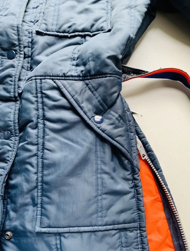 Vintage Sears Woman L 16-18 Snowmobile Suit Coveralls Retro Hood Navy Zip Legs - Picture 9 of 23