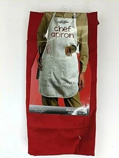 Lifestyle By Royal Crest Chef Apron With Pockets Red Adjustable Heavy Duty NEW