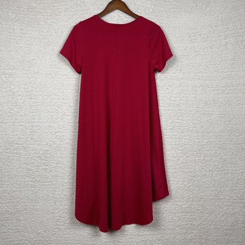 Lularoe Dress Womens XS Red Carly Hi-Low Short Sleeve Pull Over Pocket - Picture 4 of 7