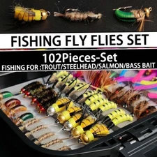 Fly Fishing Flies Kit Assortment Set 102Pcs Dry/Wet Flies-Fishing Lure For Trout