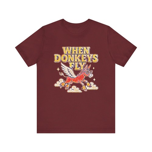 Whimsical Donkey Tee, Unisex Shirt, When Donkey's Fly Fun Graphic T-Shirt - Picture 46 of 49