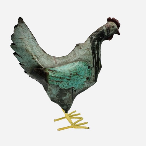 Metall Huhn Skulptur umfunktioniert aufstehend Bauernhof Scheune Dekor Landhausstil 11" - Bild 1 von 6
