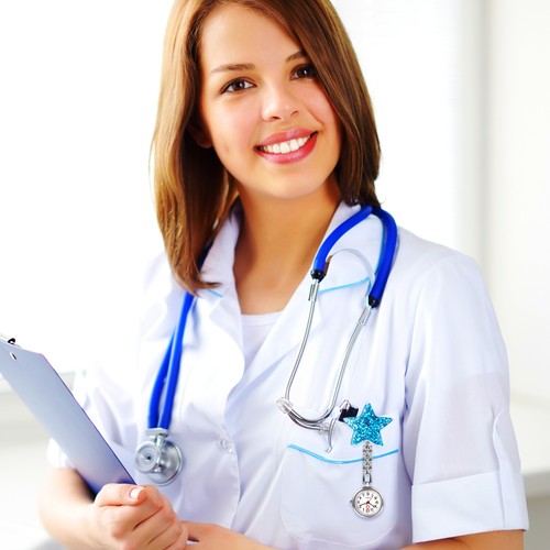 Clip On Enfermera Doctor Reloj Bling Estrella Insignia Broche Llavero Reloj de Bolsillo Mujeres Hombres - Imagen 10 de 28