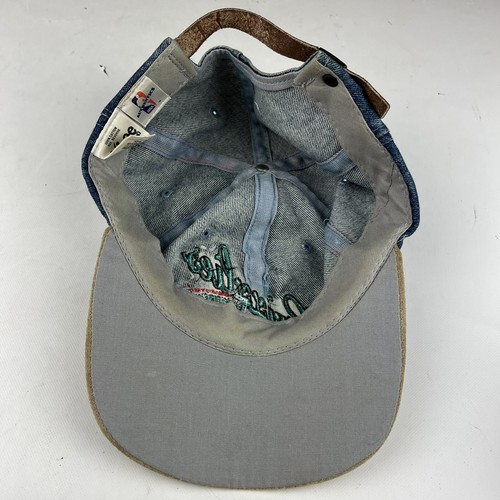 Vtg 90’s 2-Tone Denim Vancouver Grizzlies Script Strap back Hat Lee Sports - Picture 3 of 10