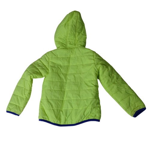 Under Armour Hooded Puffer Jacket Kids Size 4 Neon Green and Blue Long Sleeve - Picture 3 of 7