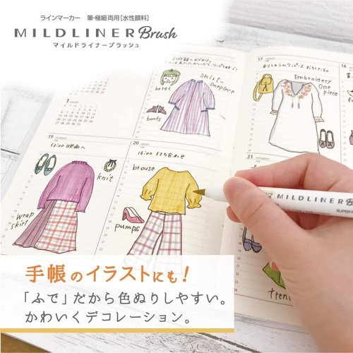 Zebra Mildliner Brush 5 color / Double-Sided Highlighter Marker / WFT8-5C-RC-N - Picture 2 of 2